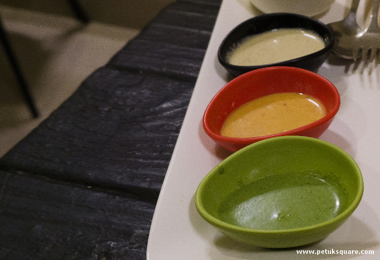 Chutneys served with the dosas at Dosa @ Twist